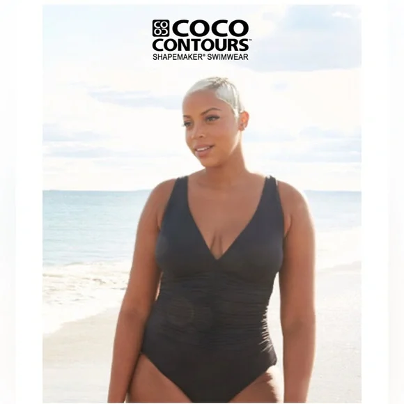 Coco Contours Reef Solitaire Bra Underwire One Piece Swimsuit Shaping Black 16 - Picture 3 of 14